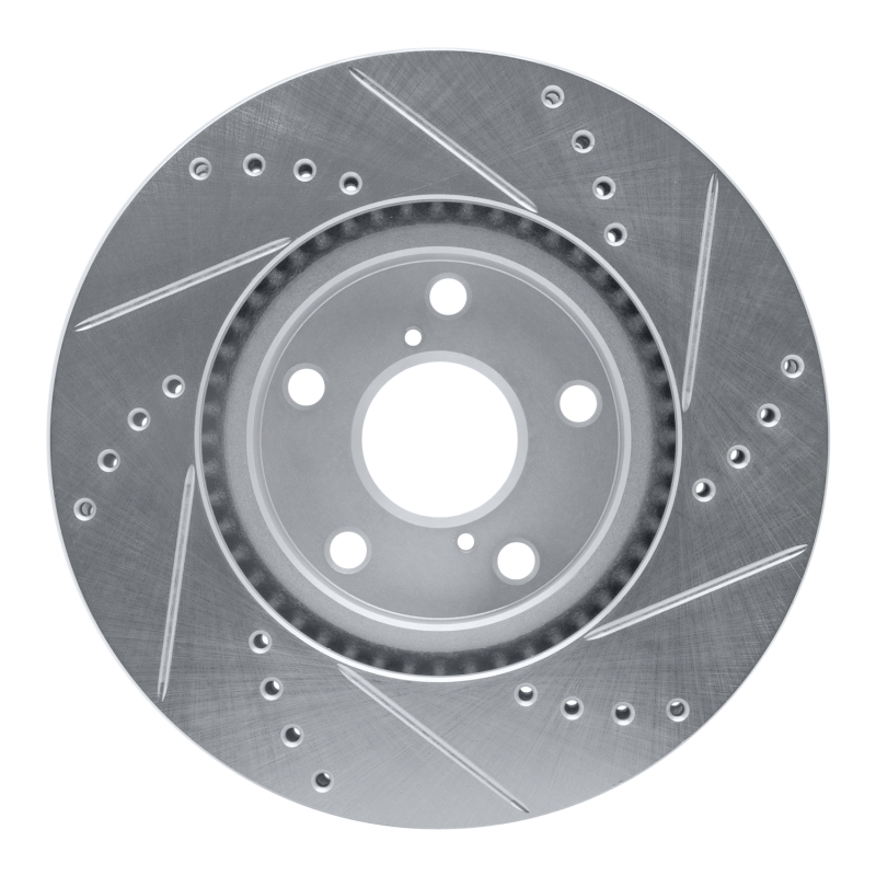 Lexus IS300 Brake Rotor (1) - Front Left - R1 Concepts - Drilled & Slotted - Silver - `92-`10